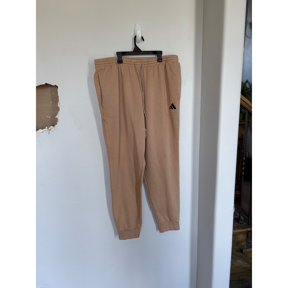 Adidas Mens 2XLT Tan Fleece Joggers Sweatpants Brown Tall Big & Tall Sportswear